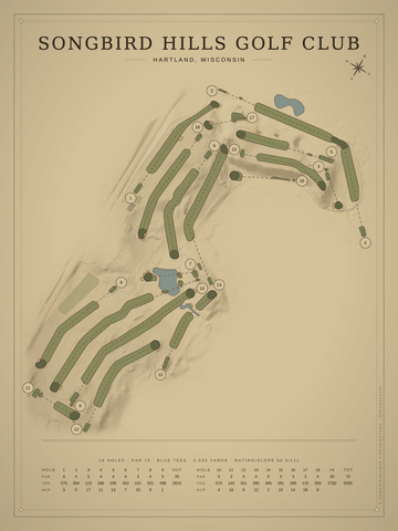Songbird Hills Golf Club Course Map poster