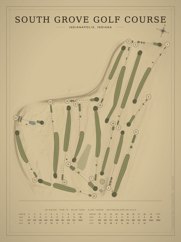 South Grove Golf Course Map poster