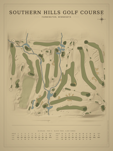 Southern Hills Golf Course Map poster