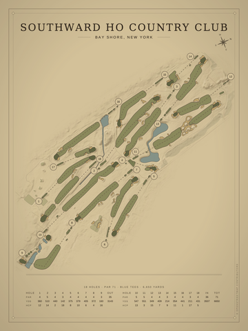 Southward Ho Country Club Course Map poster