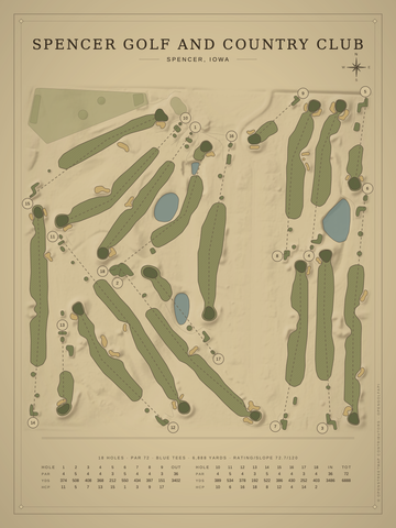 Spencer Golf and Country Club Course Map poster