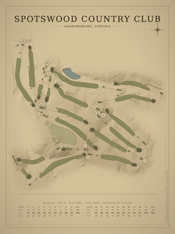 Spotswood Country Club Course Map poster
