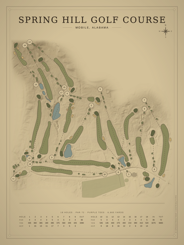 Spring Hill Golf Course Map poster