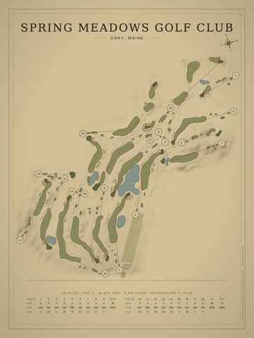 Spring Meadows Golf Club Course Map poster