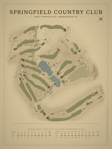 Springfield Country Club Course Map poster