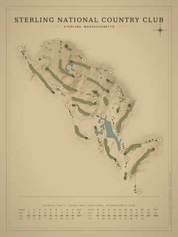 Sterling National Country Club Course Map poster