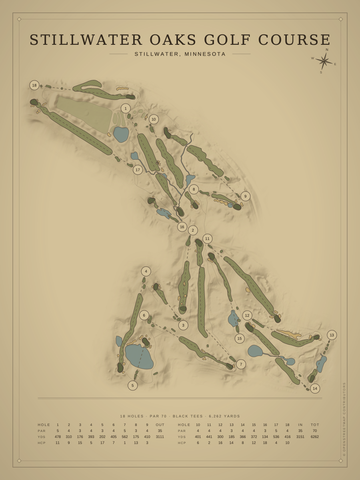 Stillwater Oaks Golf Course Map poster