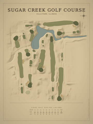 Sugar Creek Golf Course Map poster