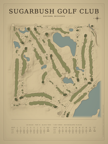 Sugarbush Golf Club Course Map poster