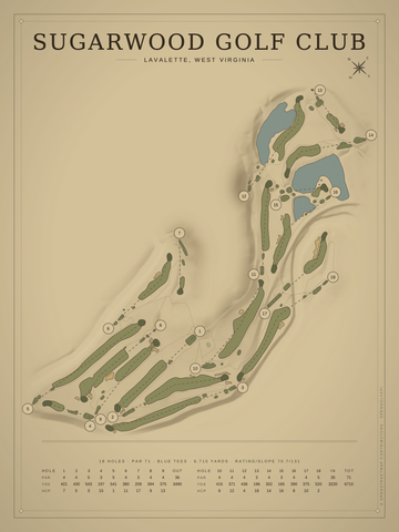 Sugarwood Golf Club Course Map poster
