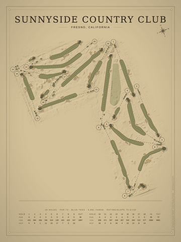 Sunnyside Country Club Course Map poster