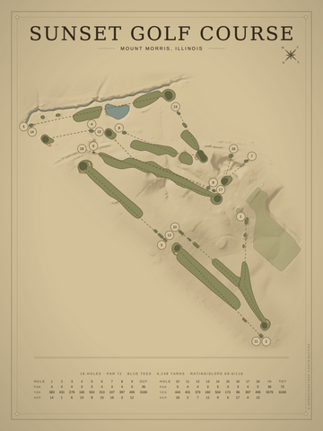 Sunset Golf Course Map poster