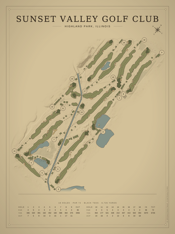 Sunset Valley Golf Club Course Map poster