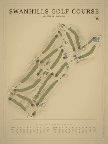 Swanhills Golf Course Map poster