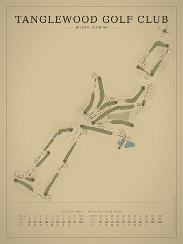 Tanglewood Golf Club Course Map poster