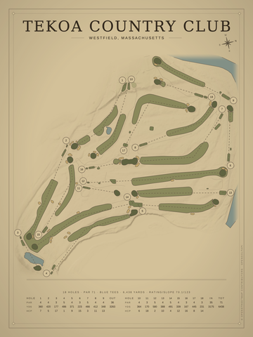 Tekoa Country Club Course Map poster
