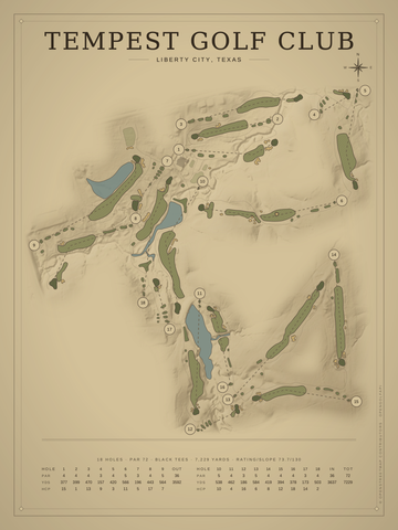 Tempest Golf Club Course Map poster
