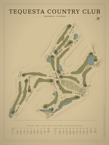Tequesta Country Club Course Map poster