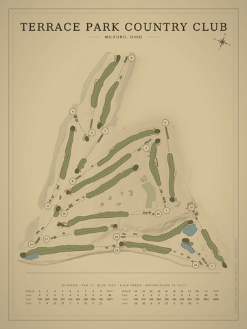 Terrace Park Country Club Course Map poster