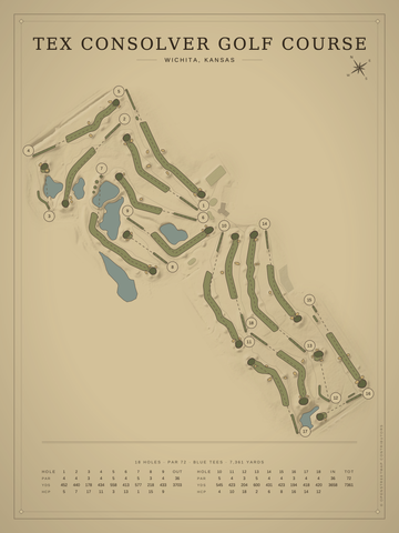 Tex Consolver Golf Course Map poster