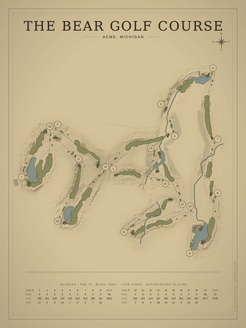 The Bear Golf Course (Acme) Course Map poster
