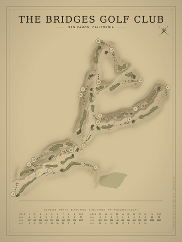The Bridges Golf Club Course Map poster