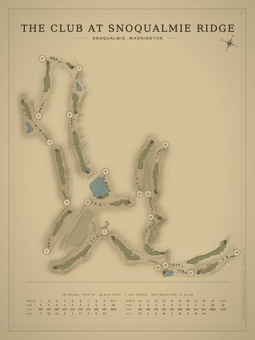 The Club at Snoqualmie Ridge Course Map poster