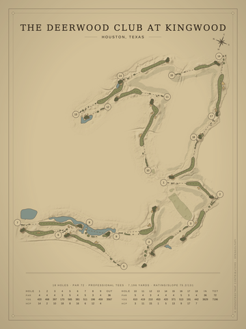 The Deerwood Club at Kingwood Course Map poster