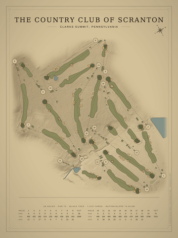 The Country Club of Scranton Course Map poster