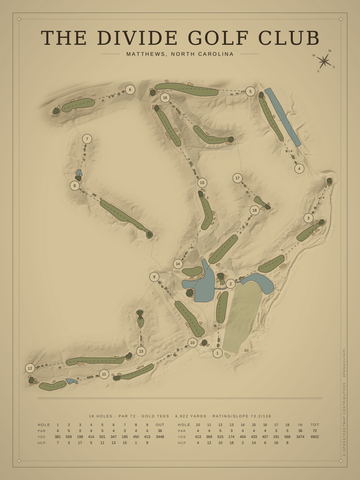 The Divide Golf Club Course Map poster