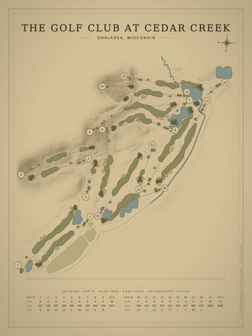 The Golf Club at Cedar Creek Course Map poster