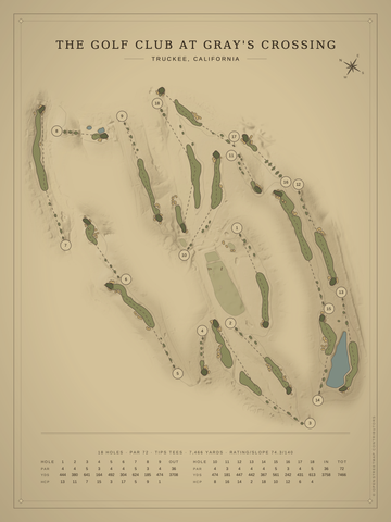 The Golf Club at Gray's Crossing Course Map poster