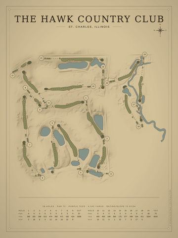 The Hawk Country Club Course Map poster