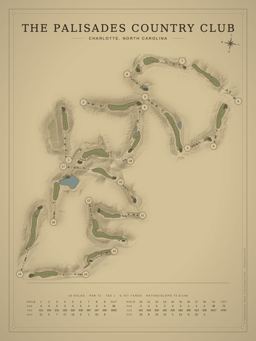 The Palisades Country Club Course Map poster
