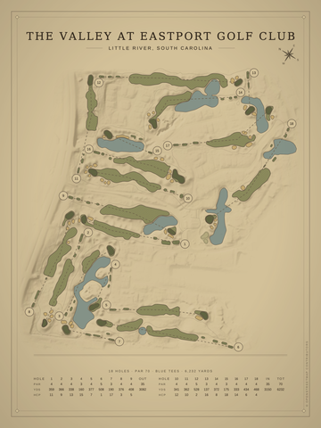 The Valley at Eastport Golf Club Course Map poster