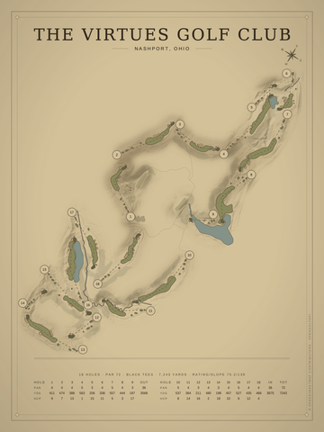 The Virtues Golf Club Course Map poster