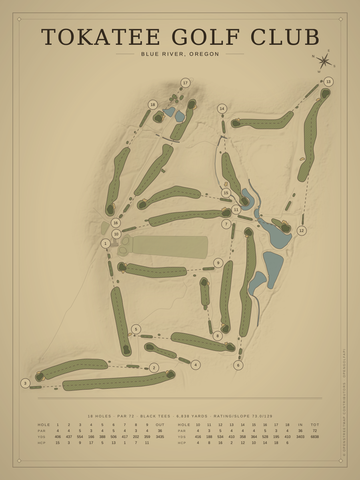 Tokatee Golf Club Course Map poster