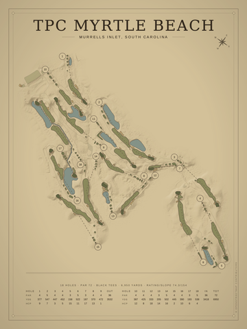 TPC Myrtle Beach Course Map poster