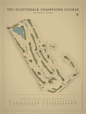 TPC Scottsdale Champions Course Map poster