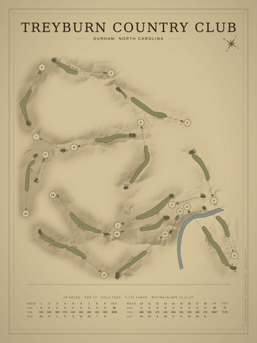 Treyburn Country Club Course Map poster