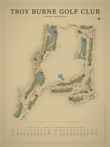 Troy Burne Golf Club Course Map poster
