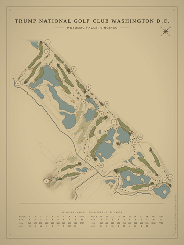 Trump National Golf Club Washington D.C. Course Map poster
