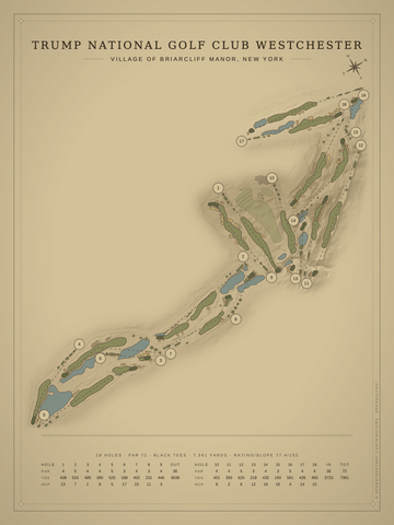 Trump National Golf Club Westchester Course Map poster