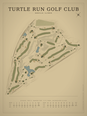 Turtle Run Golf Club Course Map poster