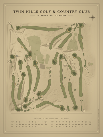 Twin Hills Golf & Country Club Course Map poster