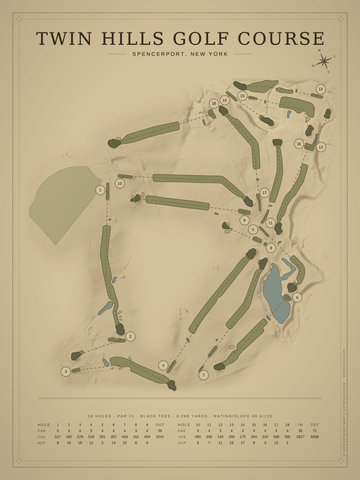 Twin Hills Golf Course Map poster