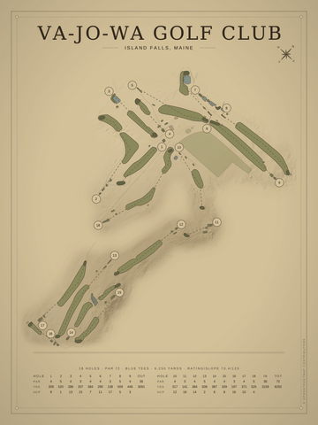 Va-Jo-Wa Golf Club Course Map poster