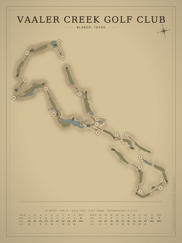 Vaaler Creek Golf Club Course Map poster