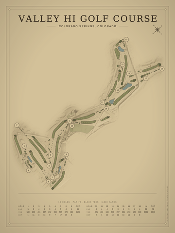 Valley Hi Golf Course Map poster