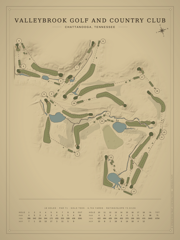 Valleybrook Golf and Country Club Course Map poster